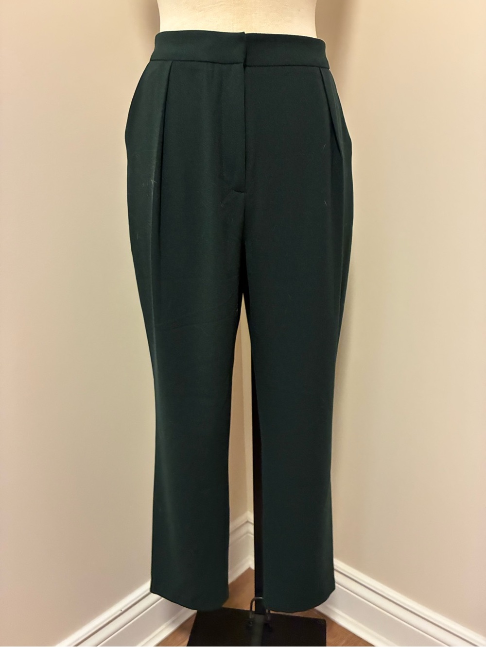 Forever 21 Dark Green Straight-Leg High-Rise Trousers